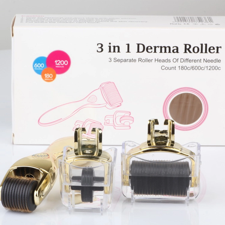 OEM/ODM 사용자 정의 브랜드 3 In 1 Drs 스테인리스 스틸 티타늄 노화 방지용 데르마 롤러 0